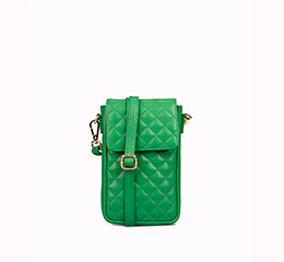 Mobiltaske farvet læder - grøn/beige